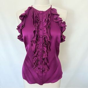 LikeNEW Nanette Lepore maroon silk ruffle tank top cami, size 8